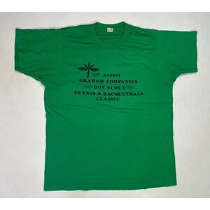 VINTAGE Boy Scout Tennis Racquetball T-shirt Women Medium 80s Single Stitch